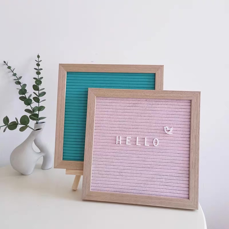 Oak Wood Square Felt Message Board