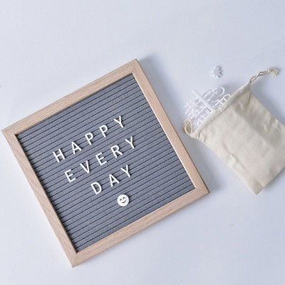 Oak Wood Square Felt Message Board