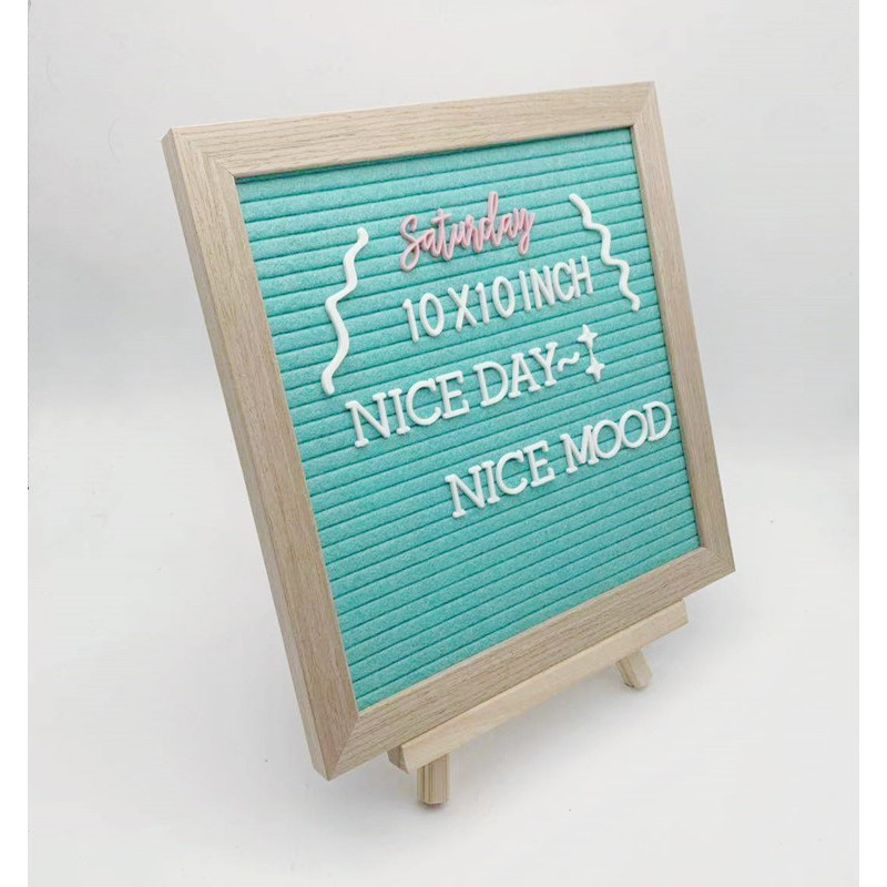 Oak Wood Square Felt Message Board