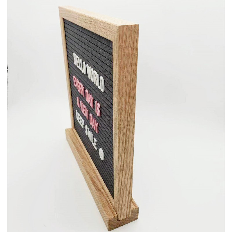 Oak Solid Wood Felt Message Board with Bottom Stand