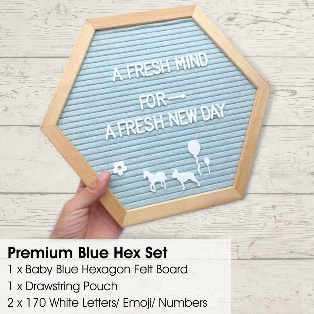 Hexagon Felt Message Board (Baby Blue)