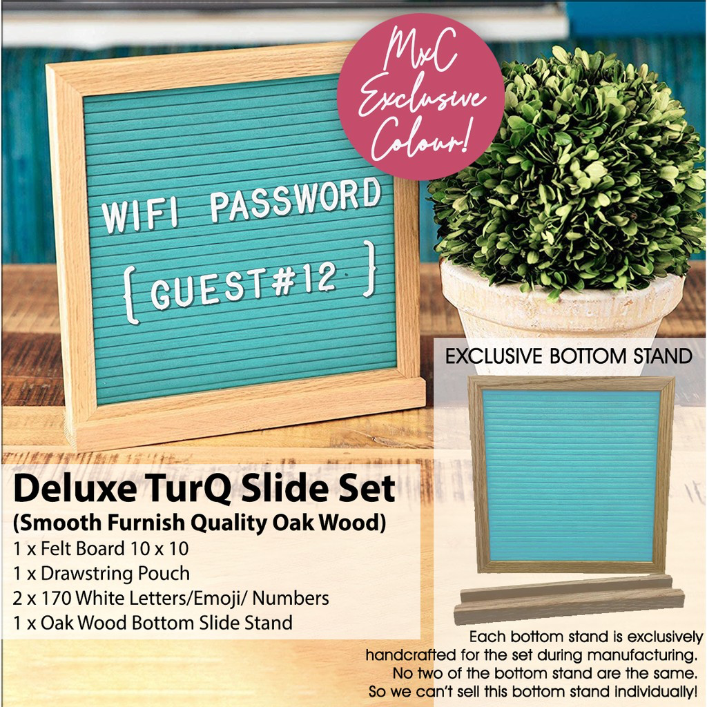 Oak Solid Wood Felt Message Board with Bottom Stand