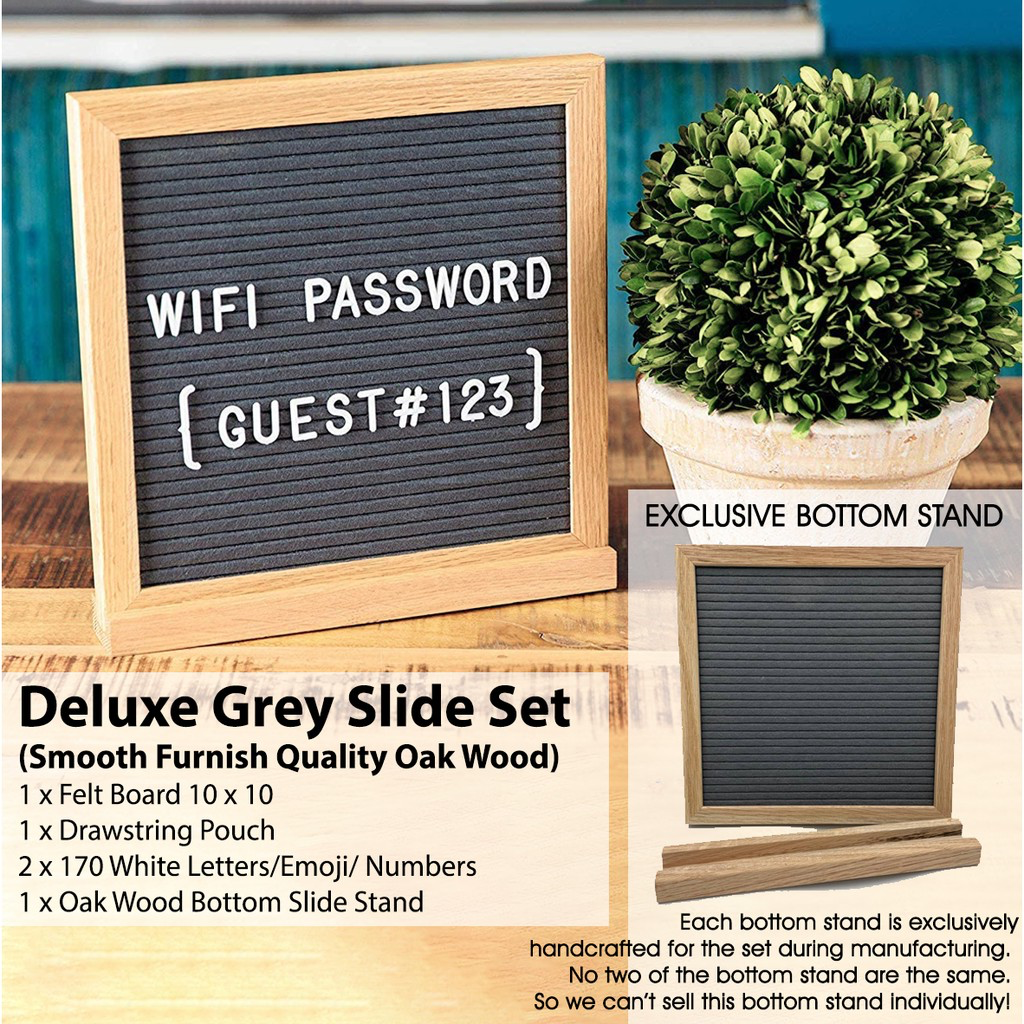 Oak Solid Wood Felt Message Board with Bottom Stand