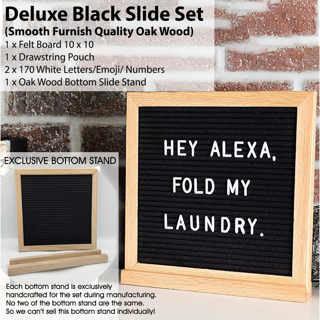 Oak Solid Wood Felt Message Board with Bottom Stand
