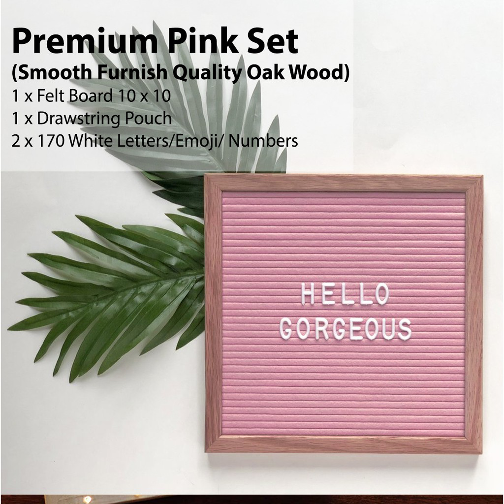 Oak Wood Square Felt Message Board