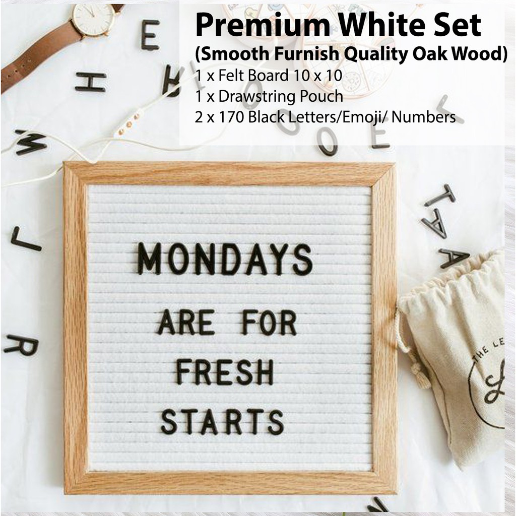 Oak Wood Square Felt Message Board
