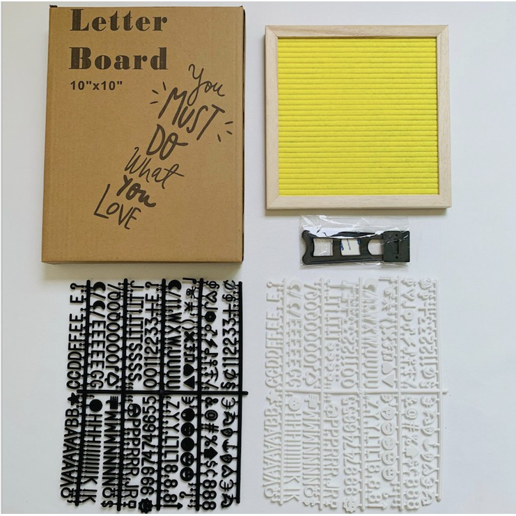 Pine Wood Frame Square Message Felt Board (Assorted Colours)