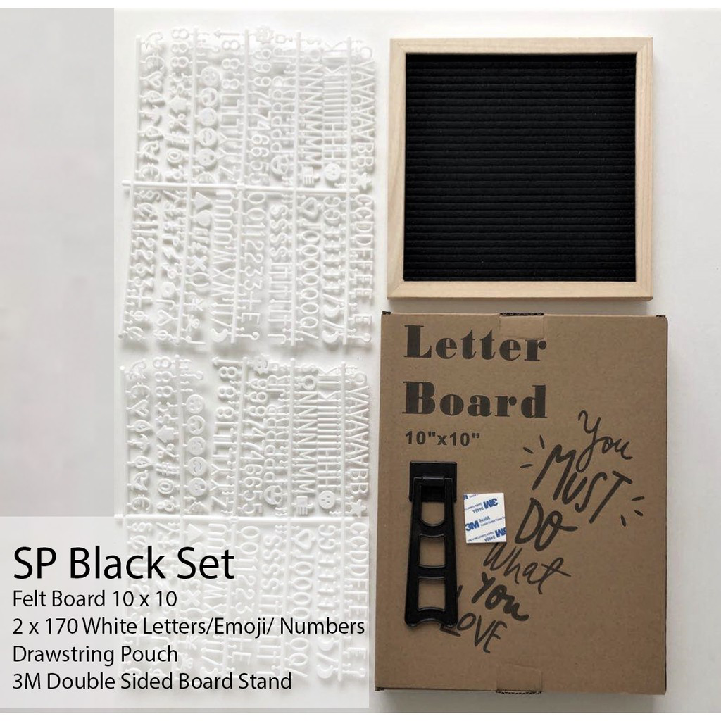 Pine Wood Frame Square Message Felt Board (Assorted Colours)