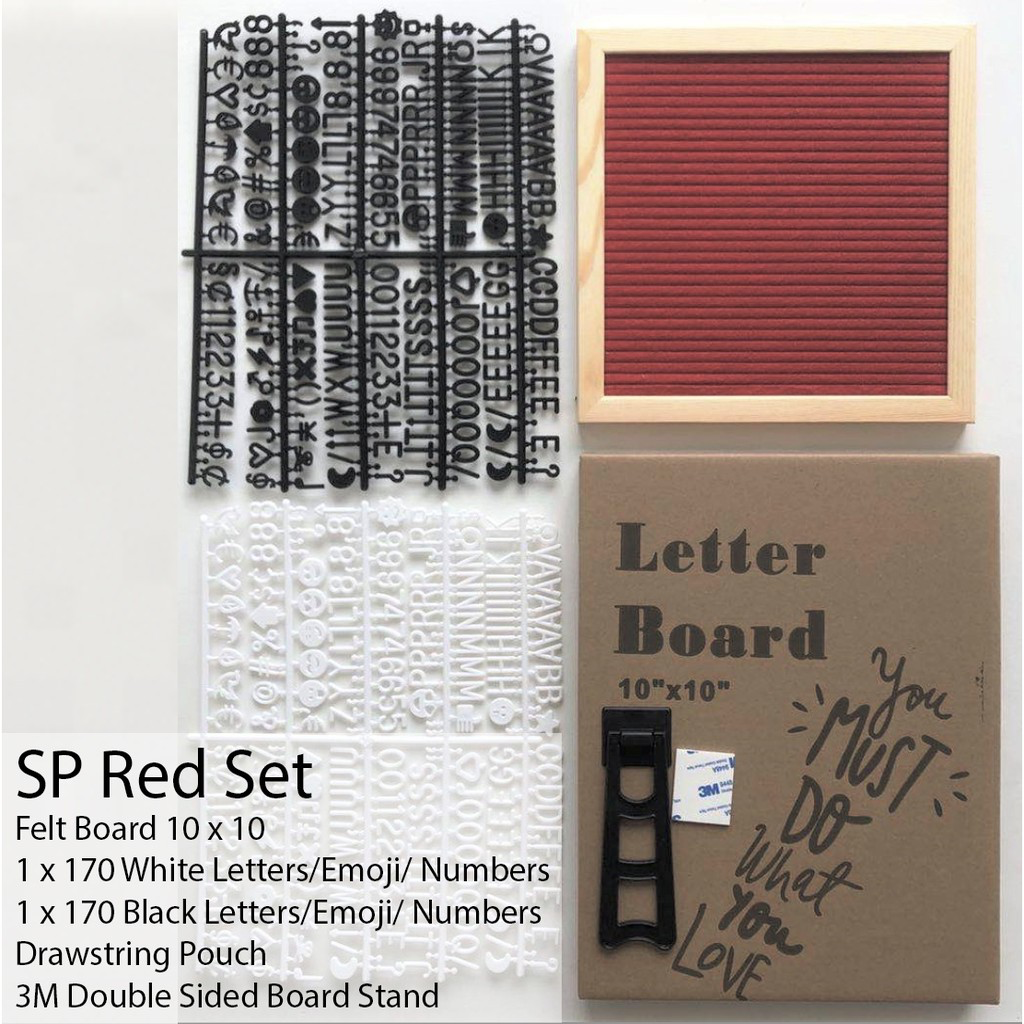 Pine Wood Frame Square Message Felt Board (Assorted Colours)