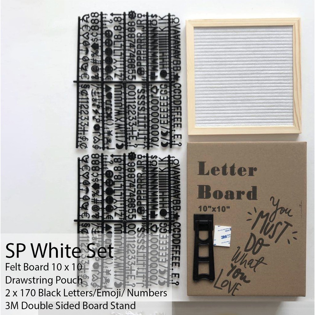 Pine Wood Frame Square Message Felt Board (Assorted Colours)