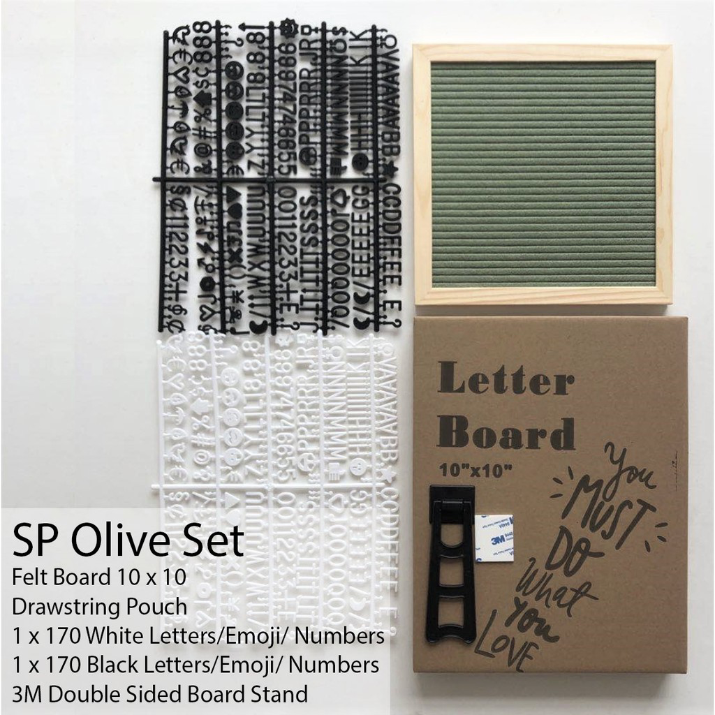 Pine Wood Frame Square Message Felt Board (Assorted Colours)