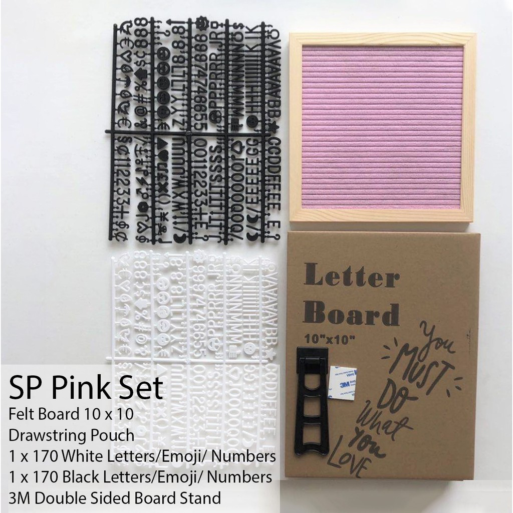 Pine Wood Frame Square Message Felt Board (Assorted Colours)