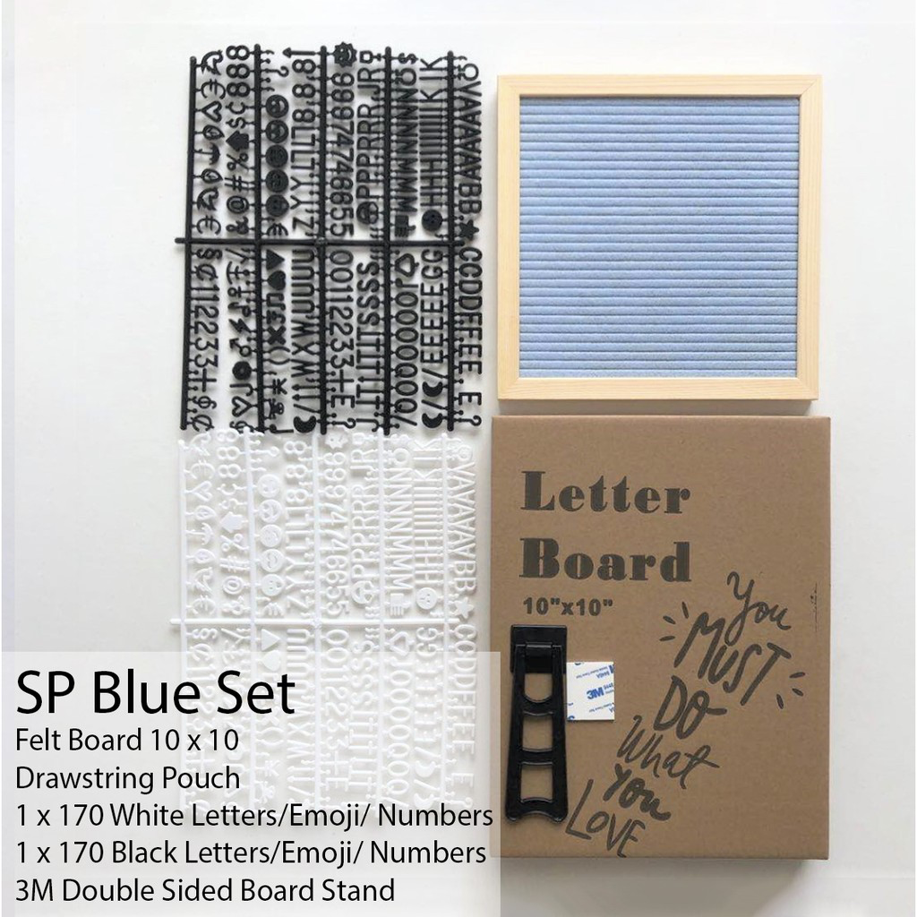 Pine Wood Frame Square Message Felt Board (Assorted Colours)