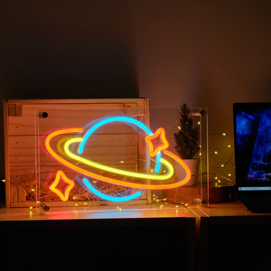 Saturn Planet Neon Light Box