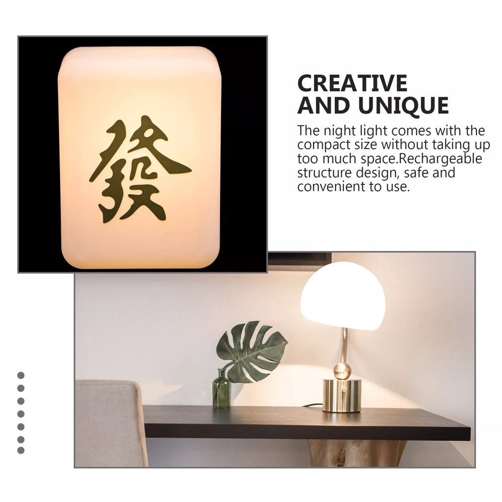 Mini Mahjong Fortune Light Lamp Rechargeable Table Portable Novelty Gift Decoration CNY Chinese New Year