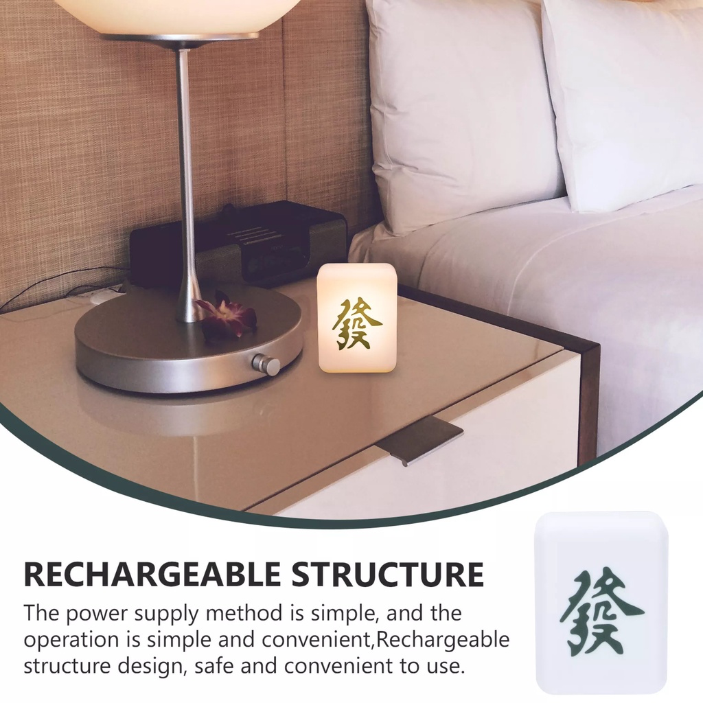 Mini Mahjong Fortune Light Lamp Rechargeable Table Portable Novelty Gift Decoration CNY Chinese New Year