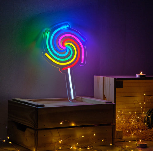 Rainbow Lollipop LED Neon Wall Light