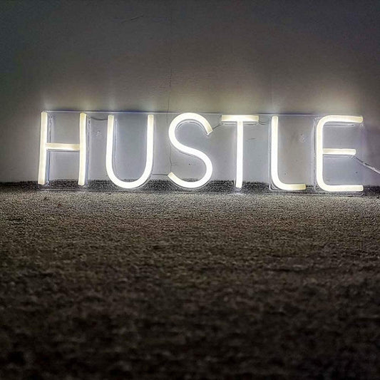 HUSTLE Signage LED Neon Light (White)