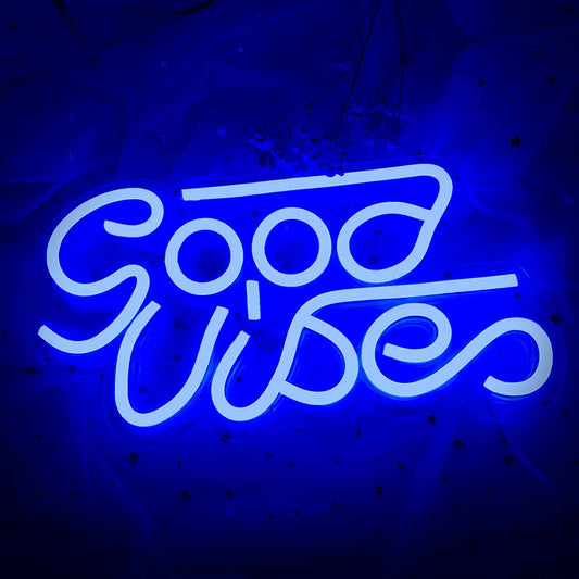 New Good Vibes Control LED Neon Light (Blue)