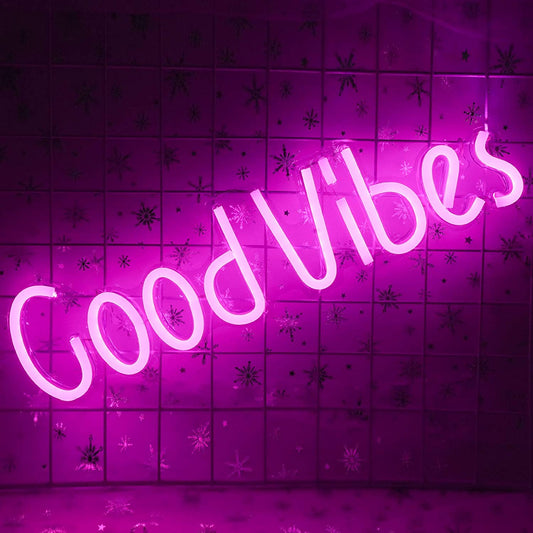 Good Vibes Signage LED Neon Light (Pink)