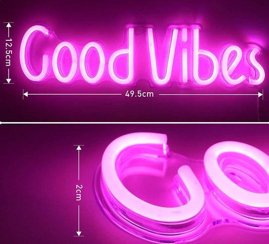 Good Vibes Signage LED Neon Light (Pink)