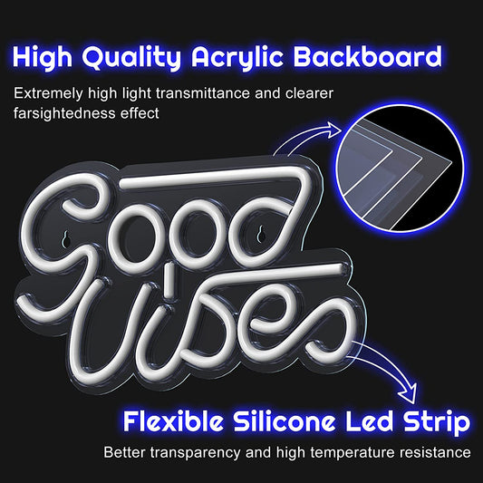 New Good Vibes Control LED Neon Light (Blue)