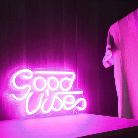 New Good Vibes LED Neon Wall Light (Pink)