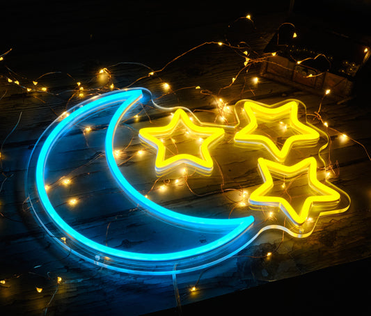 Crescent Stars LED Neon Light