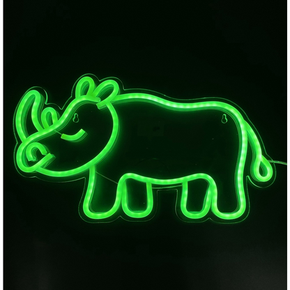 Green Rhinoceros Neon LED Wall Light