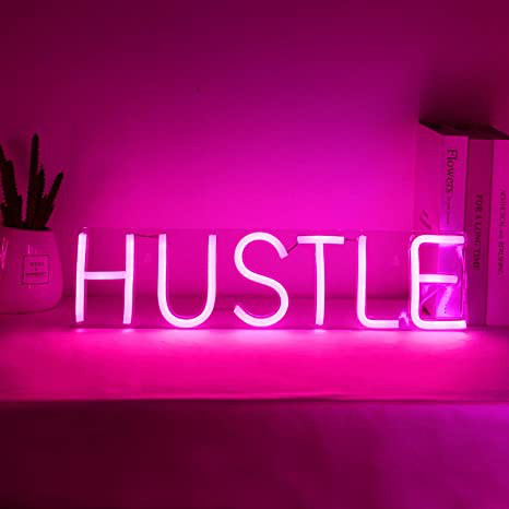 HUSTLE Signage LED Neon Light (Pink)