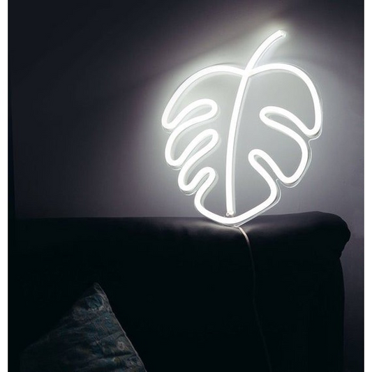 White Monstera LED Neon Wall Light