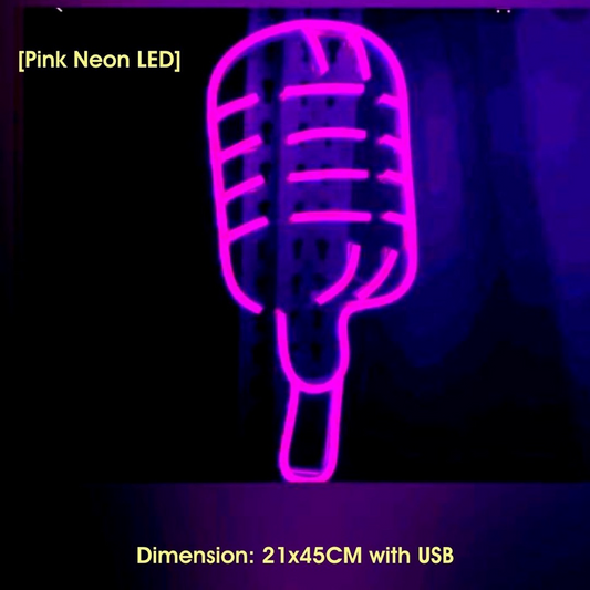 Pink Microphone LED Neon Wall Light