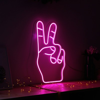 Pink Peace Sign LED Neon Wall Light