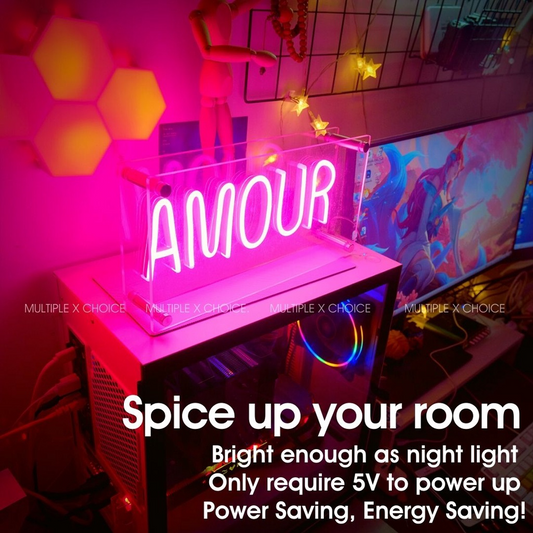 AMOUR Love French Word Neon Lightbox