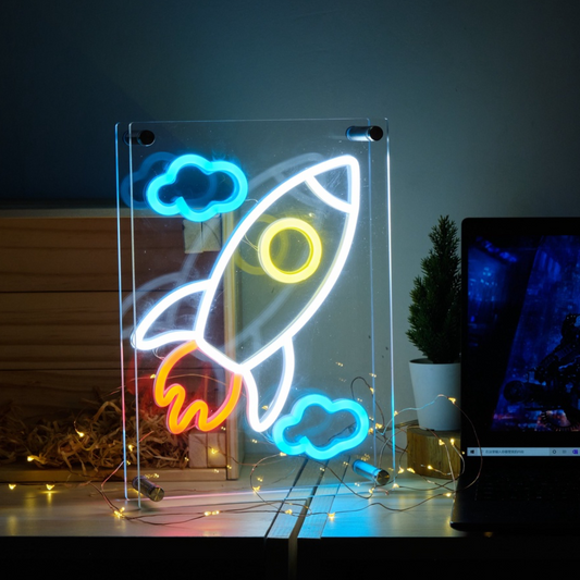 Spaceship Rocket Neon Light Box