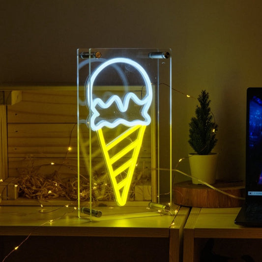 Ice Cream Cone Neon Light Box