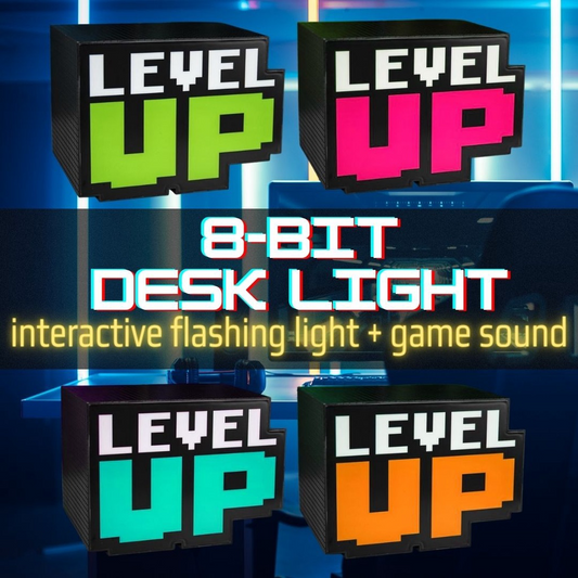 Level UP 8-Bit Retro Gamer Game Light Lamp Flicker Multi RGB Lights Tamp Desk Decoration with Sound effect