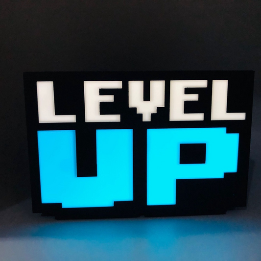 Level UP 8-Bit Retro Gamer Game Light Lamp Flicker Multi RGB Lights Tamp Desk Decoration with Sound effect