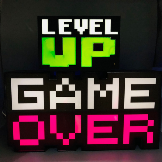 Game Over 8-Bit Pixel Light Color Multi Colour Changing and Sound Reactive Mood Desk Gamer Lamp Room Decor